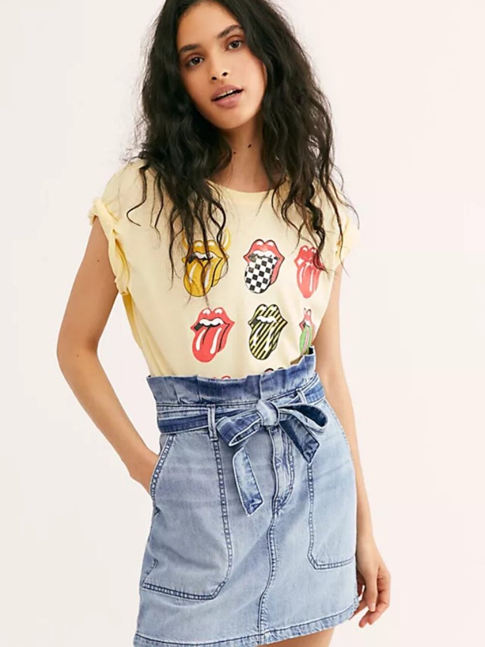 EUC Free People Paperbag jean skirtSplendor In The Grass Skirt Size 12